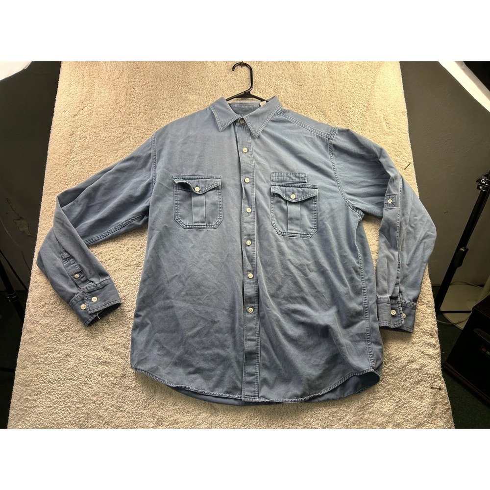 Covington Men's Casual Button-Down‎ Shirt Large Blue Cotton